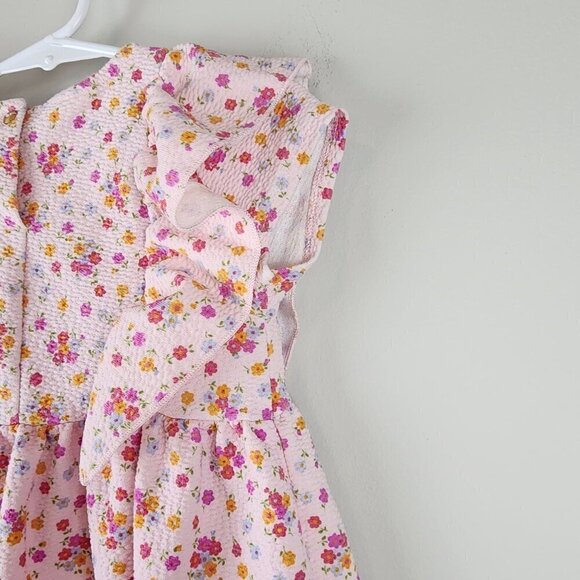 Zara Kids pink dress size 4-5 years Textured fabric flutter sleeves - Picture 5 of 10